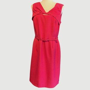 Jones New York Pink Belted Shift Dress with Peep Hole, Size 12